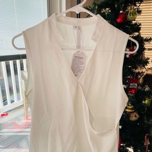 WHITE V-Neck with an Armani-styles collar- NEW WITH TAGS - Unique Brand from NYC